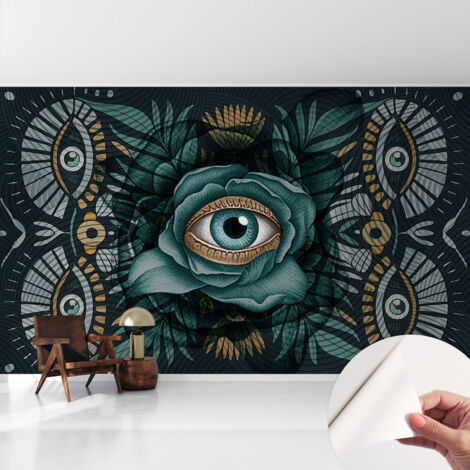 Fototapete Selbstklebend - Wanddekoration - Wandfolie - 3D Tapete Wand - Wohnungsdeko Blumenauge 416x254 cm