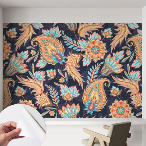 Fototapete Selbstklebend - Wanddekoration - Wandfolie - 3D Tapete Wand - Wohnungsdeko Blumenmuster 152x104 cm