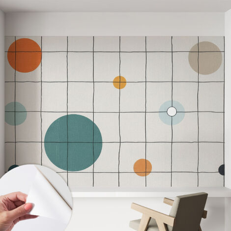 Fototapete Selbstklebend - Wanddekoration - Wandfolie - 3D Tapete Wand - Wohnungsdeko Bunte Kreise 152x104 cm