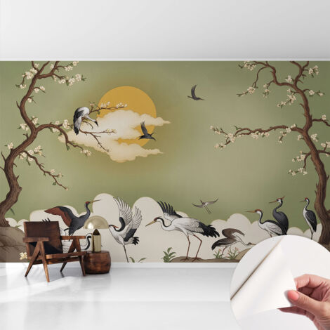 Fototapete Selbstklebend - Wanddekoration - Wandfolie - 3D Tapete Wand - Wohnungsdeko Elegante Natur 416x254 cm