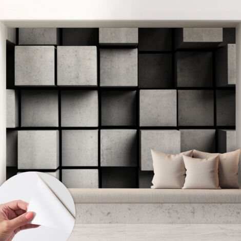 Fototapete Selbstklebend - Wanddekoration - Wandfolie - 3D Tapete Wand - Wohnungsdeko Geometrische Würfel 208x146 cm