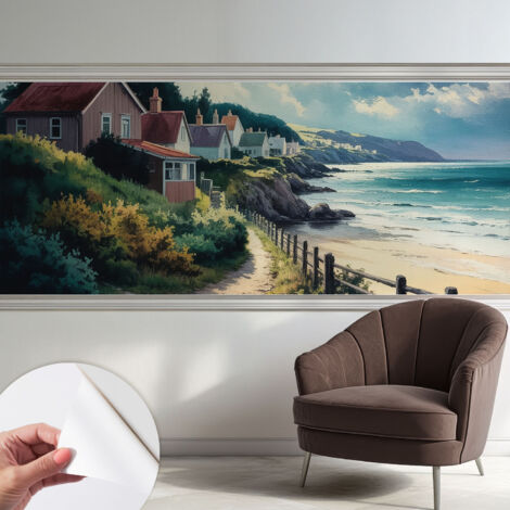 Fototapete Selbstklebend - Wanddekoration - Wandfolie - 3D Tapete Wand - Wohnungsdeko Häuser auf den Klippen 250x104 cm