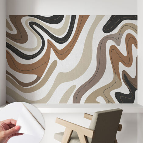 Fototapete Selbstklebend - Wanddekoration - Wandfolie - 3D Tapete Wand - Wohnungsdeko Harmonische Wellen 104x70 cm