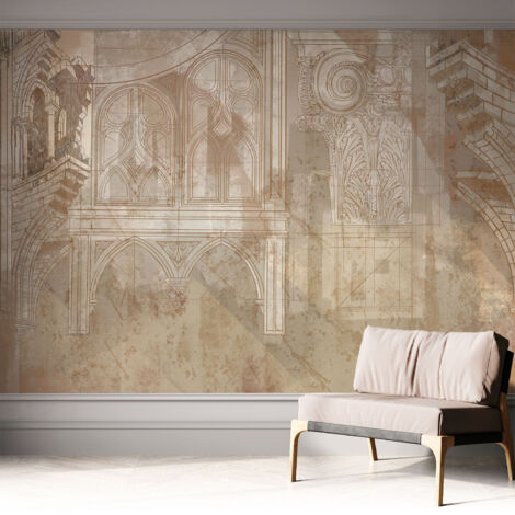 Fototapete Selbstklebend - Wanddekoration - Wandfolie - 3D Tapete Wand - Wohnungsdeko Historische Ornamente 312x219 cm