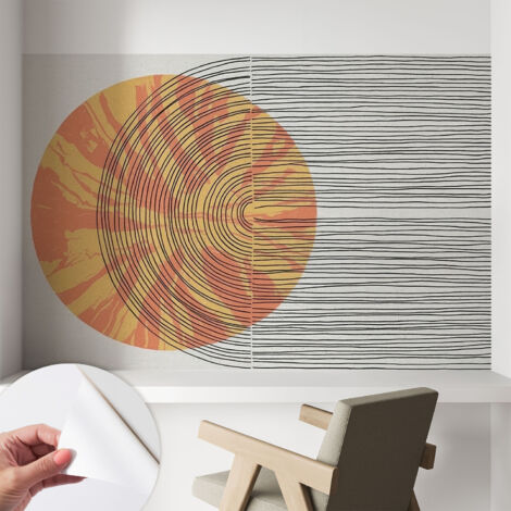 Fototapete Selbstklebend - Wanddekoration - Wandfolie - 3D Tapete Wand - Wohnungsdeko Kreis mit Linien 104x70 cm