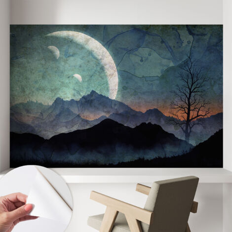 Fototapete Selbstklebend - Wanddekoration - Wandfolie - 3D Tapete Wand - Wohnungsdeko Nachtlandschaft 104x70 cm