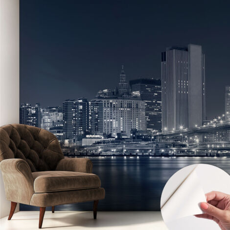 Fototapete Selbstklebend - Wanddekoration - Wandfolie - 3D Tapete Wand - Wohnungsdeko Nachtstadt 250x250 cm