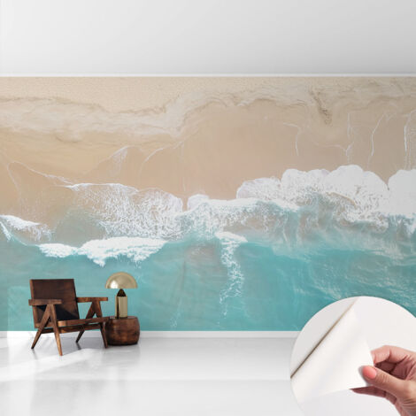 Fototapete Selbstklebend - Wanddekoration - Wandfolie - 3D Tapete Wand - Wohnungsdeko Rauschende Wellen 416x254 cm