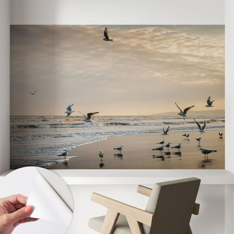Tulup Fototapete Selbstklebend - Wanddekoration - Wandfolie - 3d Tapete Wand - Wohnungsdeko Ruhe Am Meer 104x70 Cm
