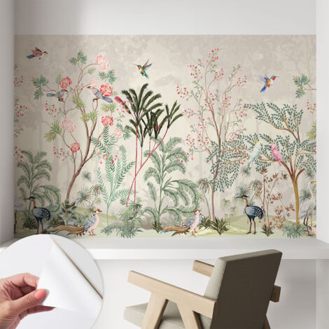 Fototapete Selbstklebend - Wanddekoration - Wandfolie - 3D Tapete Wand - Wohnungsdeko Tropische Oase 104x70 cm