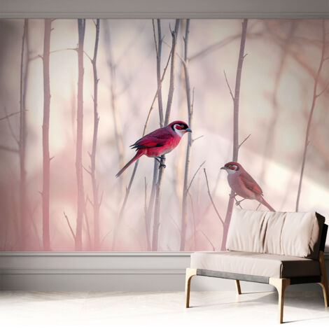 Fototapete Selbstklebend - Wanddekoration - Wandfolie - 3D Tapete Wand - Wohnungsdeko Vogelpaar 312x219 cm