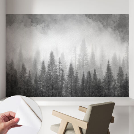 Fototapete Selbstklebend - Wanddekoration - Wandfolie - 3D Tapete Wand - Wohnungsdeko Waldnebel 104x70 cm