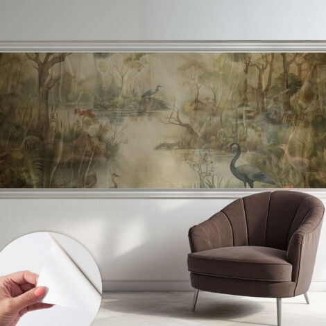 Fototapete Selbstklebend - Wanddekoration - Wandfolie - 3D Tapete Wand - Wohnungsdeko Waldszene 250x104 cm