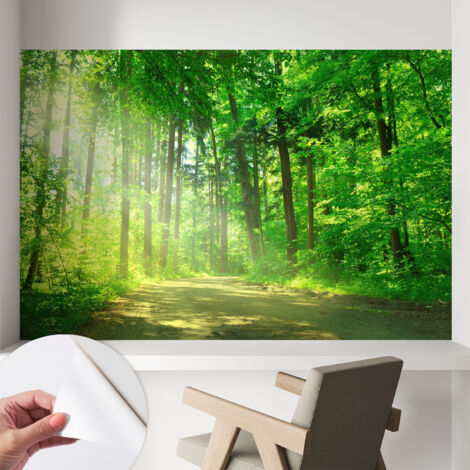 Fototapete Selbstklebend - Wanddekoration - Wandfolie - 3D Tapete Wand - Wohnungsdeko Waldweg 104x70 cm