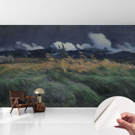 Fototapete Selbstklebend - Wanddekoration - Wandfolie - 3D Tapete Wand - Wohnungsdeko Wehendes Gras 416x254 cm