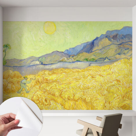 Fototapete Selbstklebend - Wanddekoration - Wandfolie - 3D Tapete Wand - Wohnungsdeko Weizenfeld 152x104 cm