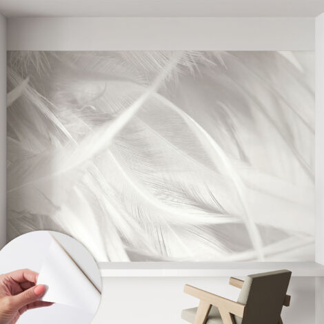 Fototapete Selbstklebend - Wanddekoration - Wandfolie - 3D Tapete Wand - Wohnungsdeko Zarte Federn 152x104 cm
