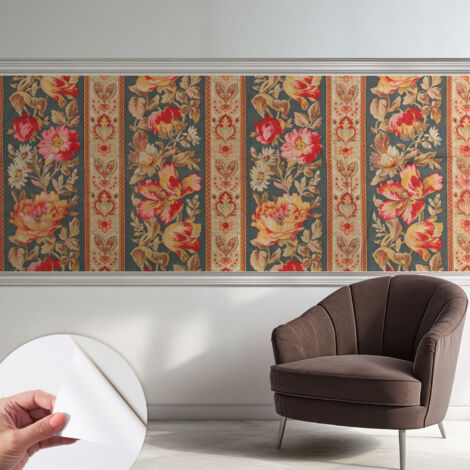 Fototapete Selbstklebend - Wandtattoo - leicht anzubringen - Wandverkleidung Bunte Blumen 250x104 cm
