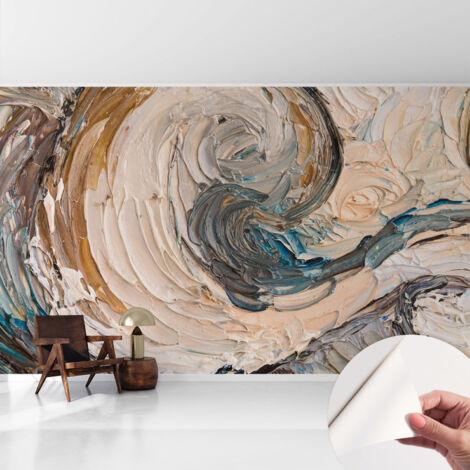 Fototapete Selbstklebend - Wandtattoo - leicht anzubringen - Wandverkleidung Bunte Wirbel 416x254 cm