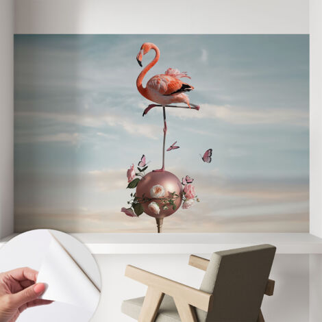 Fototapete Selbstklebend - Wandtattoo - leicht anzubringen - Wandverkleidung Eleganter Flamingo 104x70 cm
