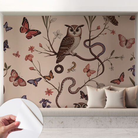 Fototapete Selbstklebend - Wandtattoo - leicht anzubringen - Wandverkleidung Eule in der Natur 208x146 cm