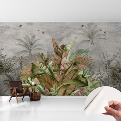 Fototapete Selbstklebend - Wandtattoo - leicht anzubringen - Wandverkleidung Exotischer Dschungel 416x254 cm