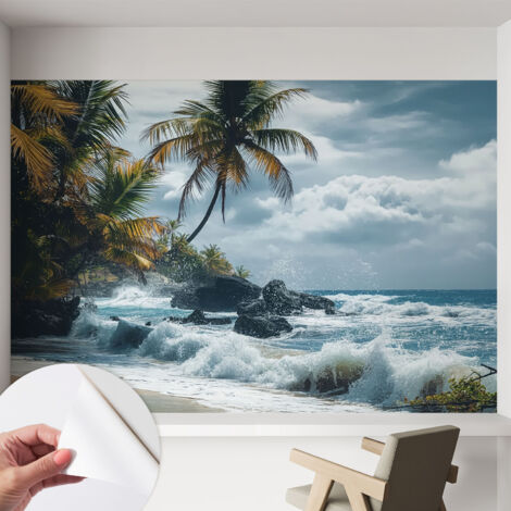 Fototapete Selbstklebend - Wandtattoo - leicht anzubringen - Wandverkleidung Exotischer Strand 152x104 cm