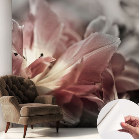 Fototapete Selbstklebend - Wandtattoo - leicht anzubringen - Wandverkleidung Pastellfarbene Blume 250x250 cm