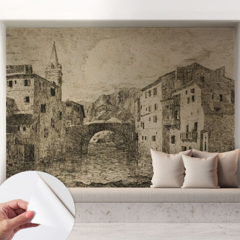 Fototapete Selbstklebend - Wandtattoo - leicht anzubringen - Wandverkleidung Stadtpanorama 208x146 cm