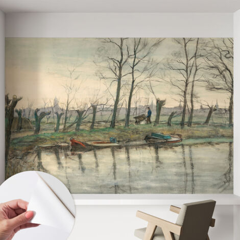 Fototapete Selbstklebend - Wandtattoo - leicht anzubringen - Wandverkleidung Winterlandschaft 152x104 cm