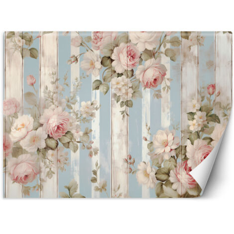 Fototapete Shabby Chic Blumen 100x70 cm