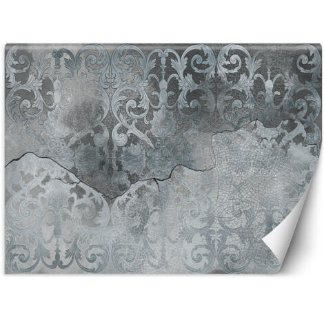 Fototapete Silbernes Vintage-Ornament 100x70 cm
