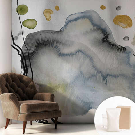 Fototapete Tapete Vliestapete mit Kleber Büro Wandgestaltung - Wanddekoration Wohnzimmer Abstrakte Aquarellmalerei 250x250 cm