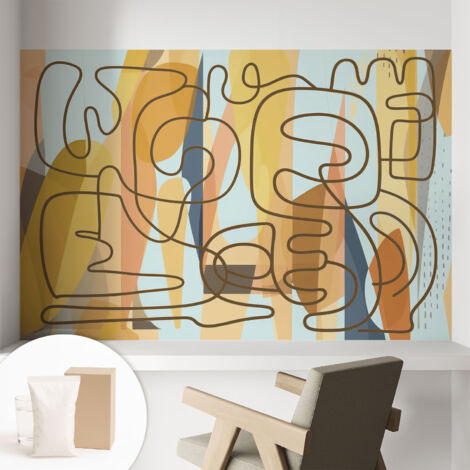 Fototapete Tapete Vliestapete mit Kleber Büro Wandgestaltung - Wanddekoration Wohnzimmer Abstrakte Formen 104x70 cm