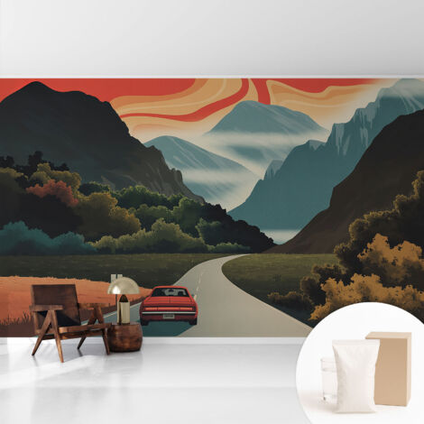 Fototapete Tapete Vliestapete mit Kleber Büro Wandgestaltung - Wanddekoration Wohnzimmer Bergabenteuer 416x254 cm