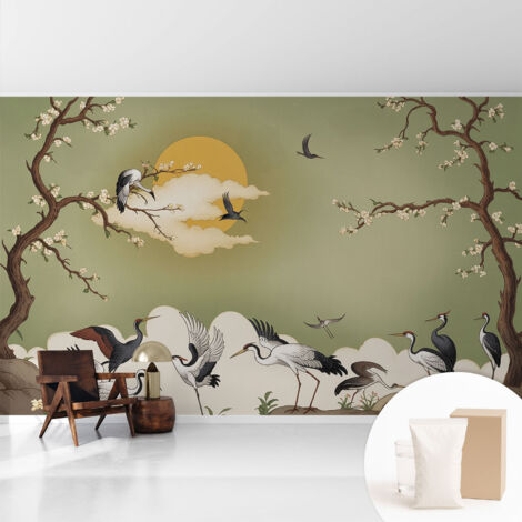 Fototapete Tapete Vliestapete mit Kleber Büro Wandgestaltung - Wanddekoration Wohnzimmer Elegante Natur 416x254 cm