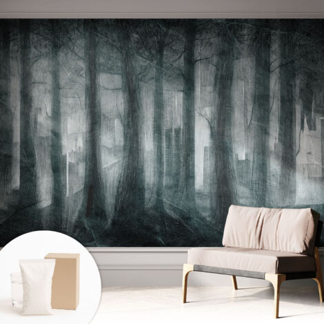 Fototapete Tapete Vliestapete mit Kleber Büro Wandgestaltung - Wanddekoration Wohnzimmer Geheimnisvoller Wald 312x219 cm
