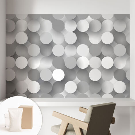 Fototapete Tapete Vliestapete mit Kleber Büro Wandgestaltung - Wanddekoration Wohnzimmer Graue Kreise 104x70 cm