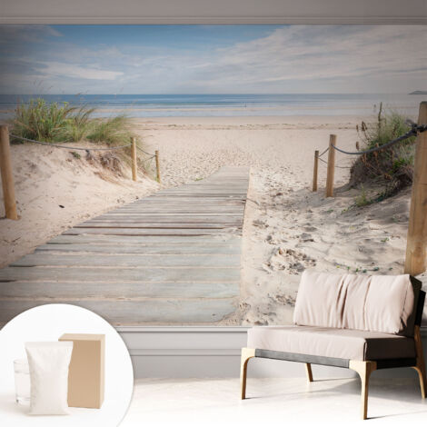 Fototapete Tapete Vliestapete mit Kleber Büro Wandgestaltung - Wanddekoration Wohnzimmer Holzsteg 312x219 cm