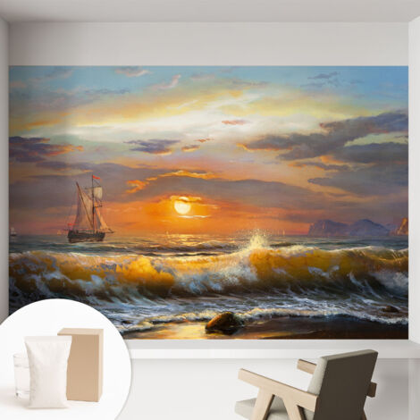 Fototapete Tapete Vliestapete mit Kleber Büro Wandgestaltung - Wanddekoration Wohnzimmer Meerespanorama 152x104 cm