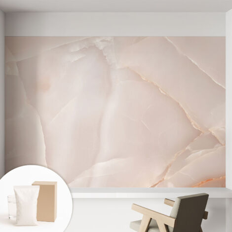 Fototapete Tapete Vliestapete mit Kleber Büro Wandgestaltung - Wanddekoration Wohnzimmer Rosa Marmor 152x104 cm