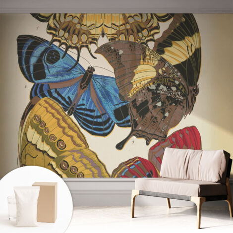 Fototapete Tapete Vliestapete mit Kleber Büro Wandgestaltung - Wanddekoration Wohnzimmer Schmetterlinge als Inspiration 312x219 cm