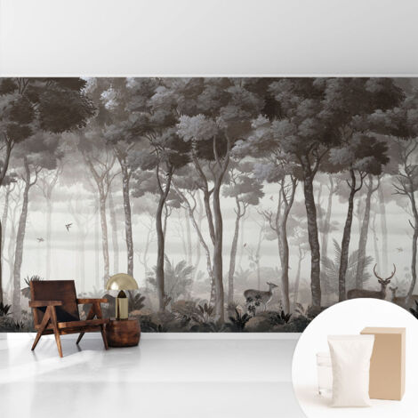 Fototapete Tapete Vliestapete mit Kleber Büro Wandgestaltung - Wanddekoration Wohnzimmer Waldmagie 416x254 cm