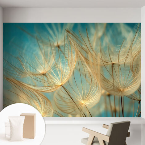 Fototapete Tapete Vliestapete mit Kleber - trendige Wanddeko - Schlafzimmer - Wohnzimmer Ätherische Pusteblumen 152x104 cm