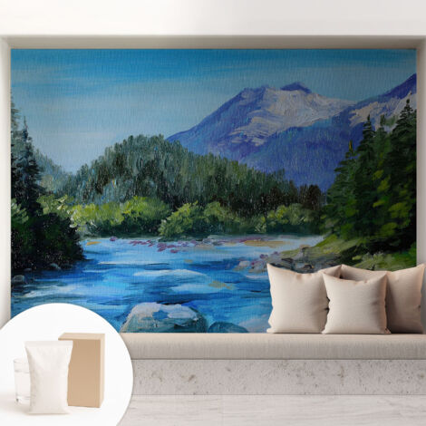 Fototapete Tapete Vliestapete mit Kleber - trendige Wanddeko - Schlafzimmer - Wohnzimmer Bergkulisse 208x146 cm