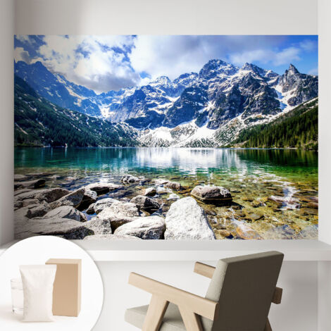 Fototapete Tapete Vliestapete mit Kleber - trendige Wanddeko - Schlafzimmer - Wohnzimmer Berglandschaft 104x70 cm