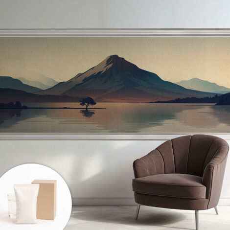 Fototapete Tapete Vliestapete mit Kleber - trendige Wanddeko - Schlafzimmer - Wohnzimmer Berglandschaft 250x104 cm