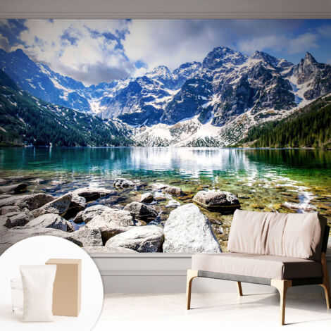 Fototapete Tapete Vliestapete mit Kleber - trendige Wanddeko - Schlafzimmer - Wohnzimmer Berglandschaft 312x219 cm