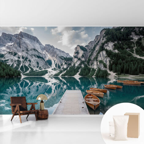 Fototapete Tapete Vliestapete mit Kleber - trendige Wanddeko - Schlafzimmer - Wohnzimmer Bergpanorama 416x254 cm
