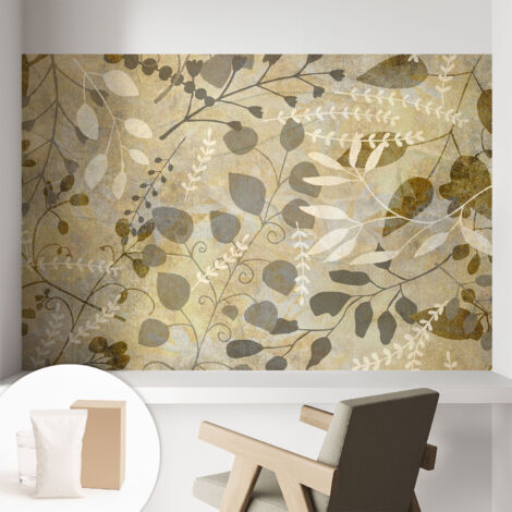 Fototapete Tapete Vliestapete mit Kleber - trendige Wanddeko - Schlafzimmer - Wohnzimmer Blätter und Zweige 104x70 cm